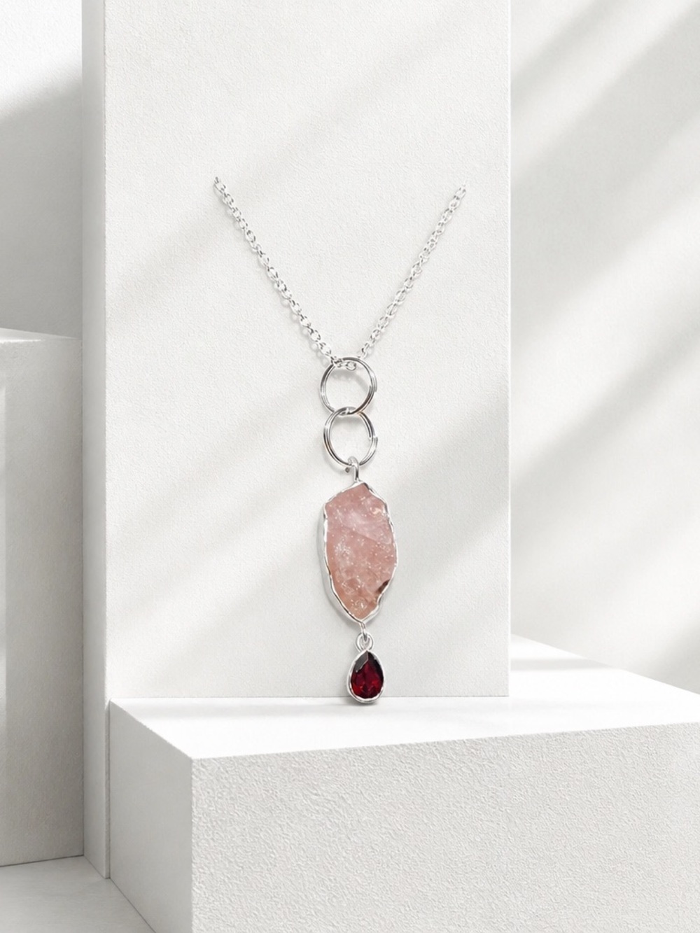 NEW! Morganite & Garnet Necklace